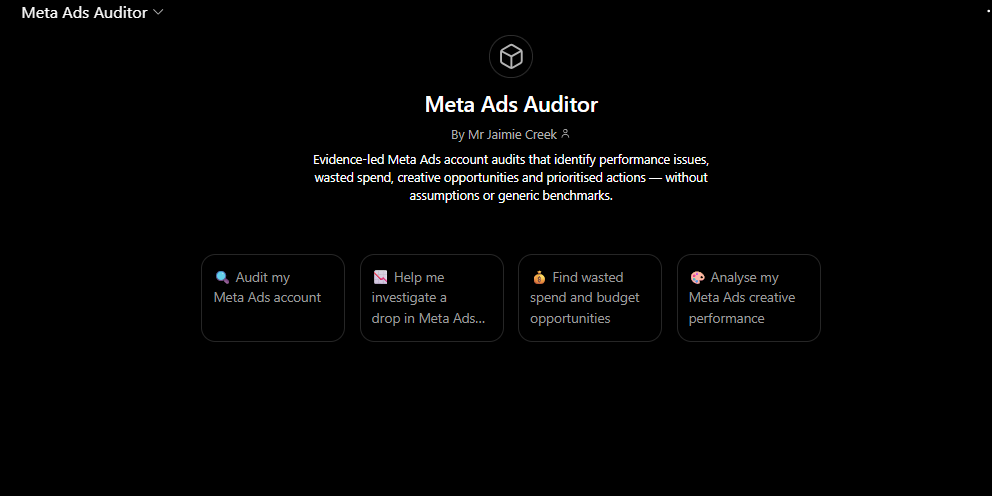 Custom Meta Ads auditing assistant