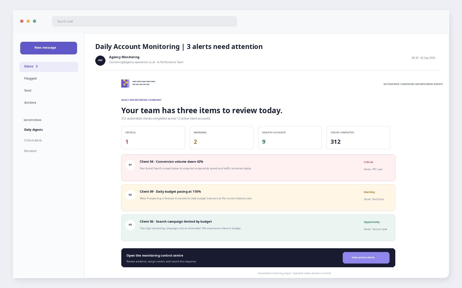 daily agency campaign monitoring through automation